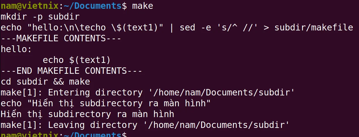 Thực thi makefile