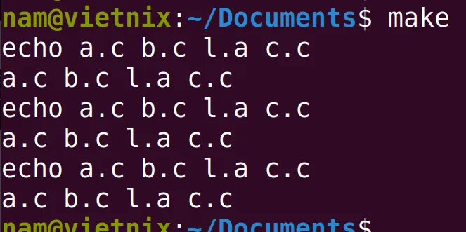 Tiến hành thực thi makefile