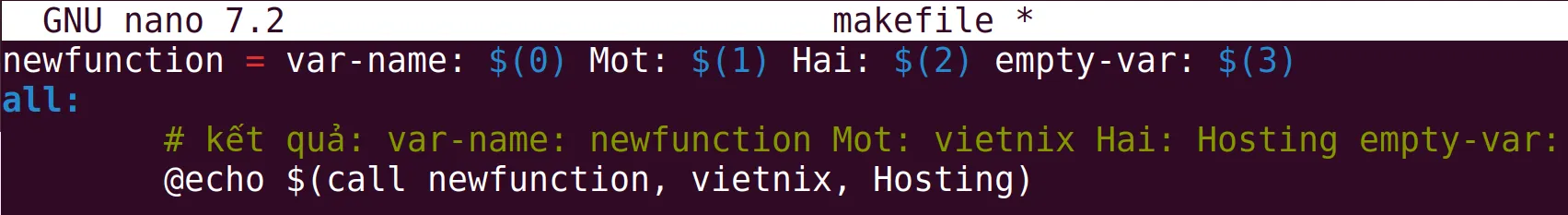 Sử dụng hàm call trong makefile