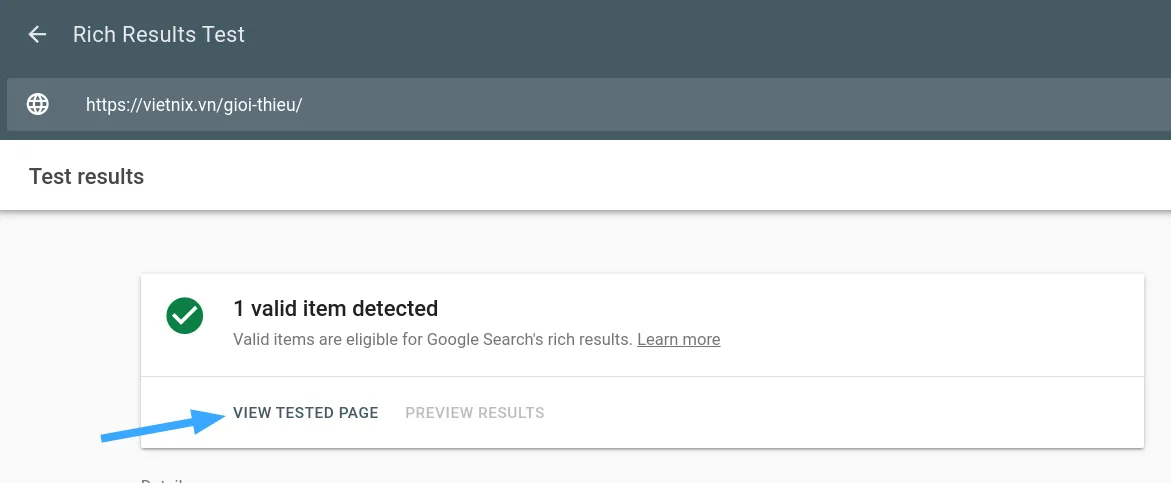 Kiểm tra AboutPage Schema