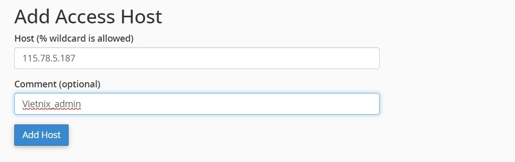 Thực hiện add IP Remote MySQL trên Hosting cPanel