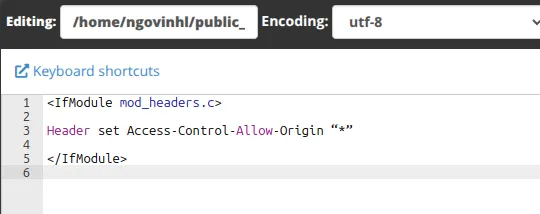 Bật CORS trên hosting cPanel bằng cách sửa file .htaccess