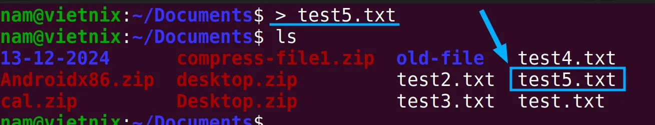File test5.txt đã thay đổi vị trí