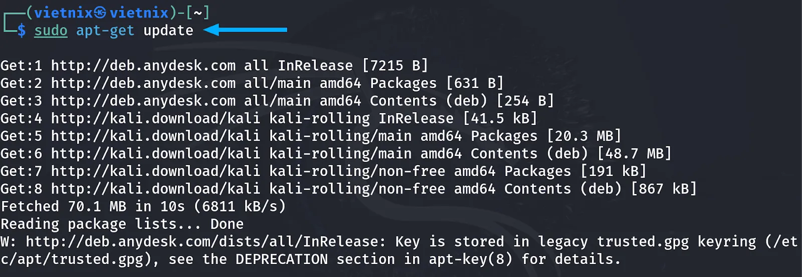 Cập nhật package APT