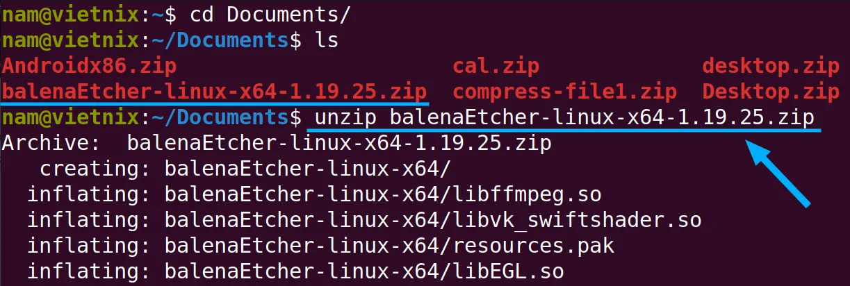 Giải nén file zip