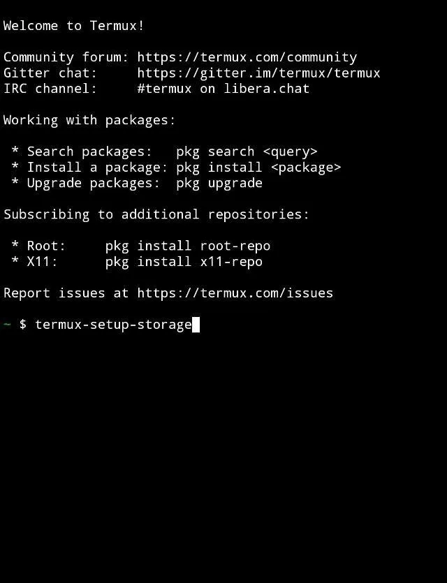 Kiểm tra bảo mật bằng cách cài đặt Kali Linux NetHunter trên android 21 Cài đặt quyền truy cập lưu trữ cho Termux