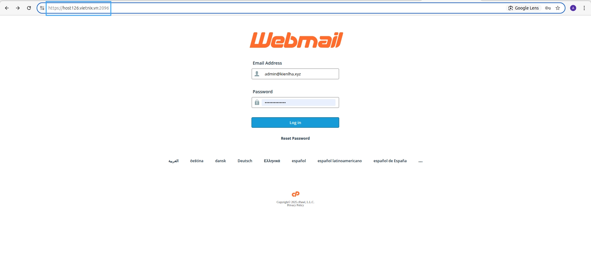Đăng nhập vào Webmail bằng đường dẫn