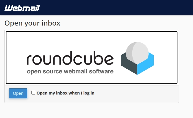 Nhấn Open để truy cập giao diện Webmail