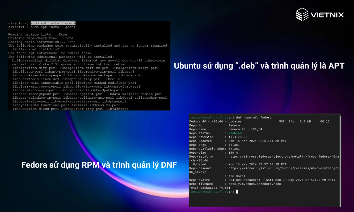 Cách quản lý package khác nhau