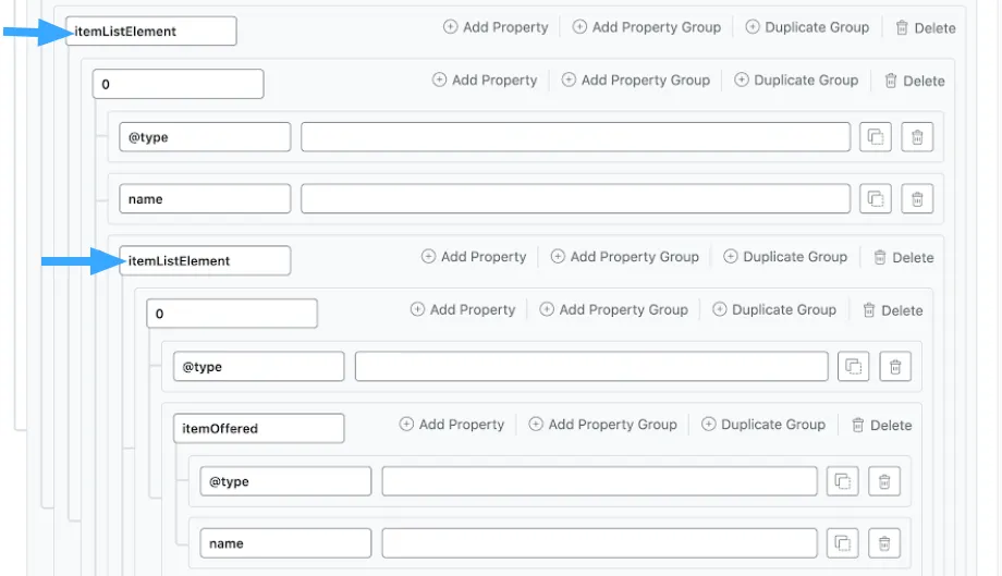 Ví dụ về OfferCatalog Schema với itemListElement