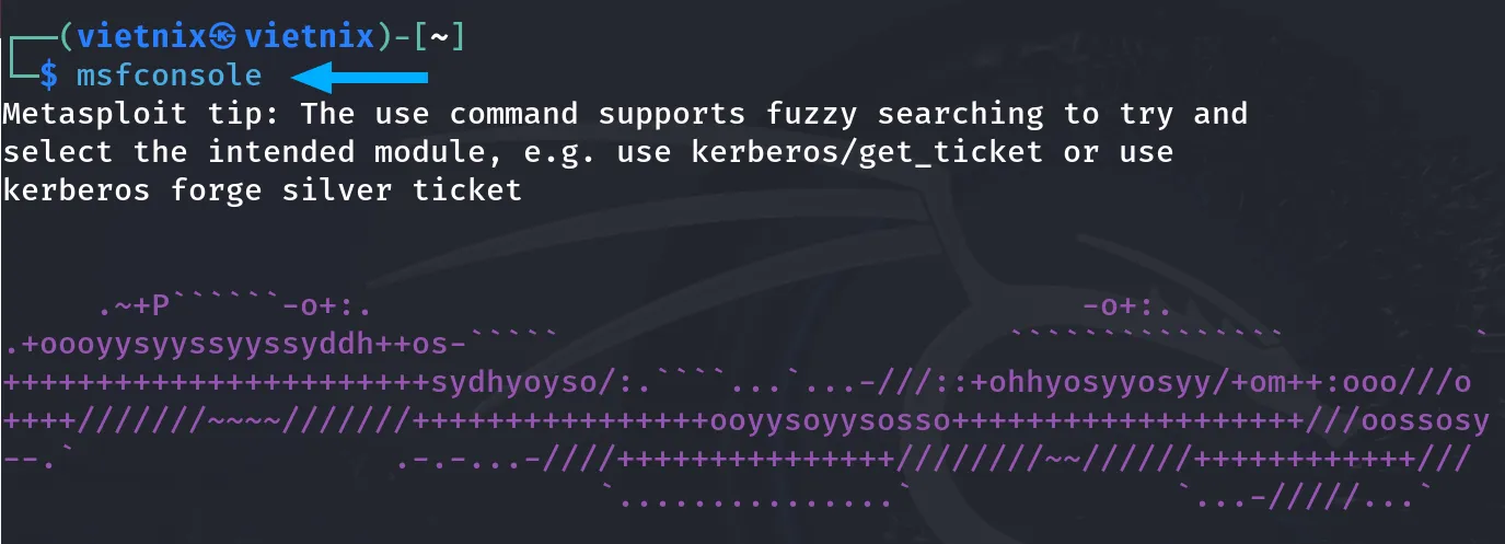 Mở Metasploit Framework