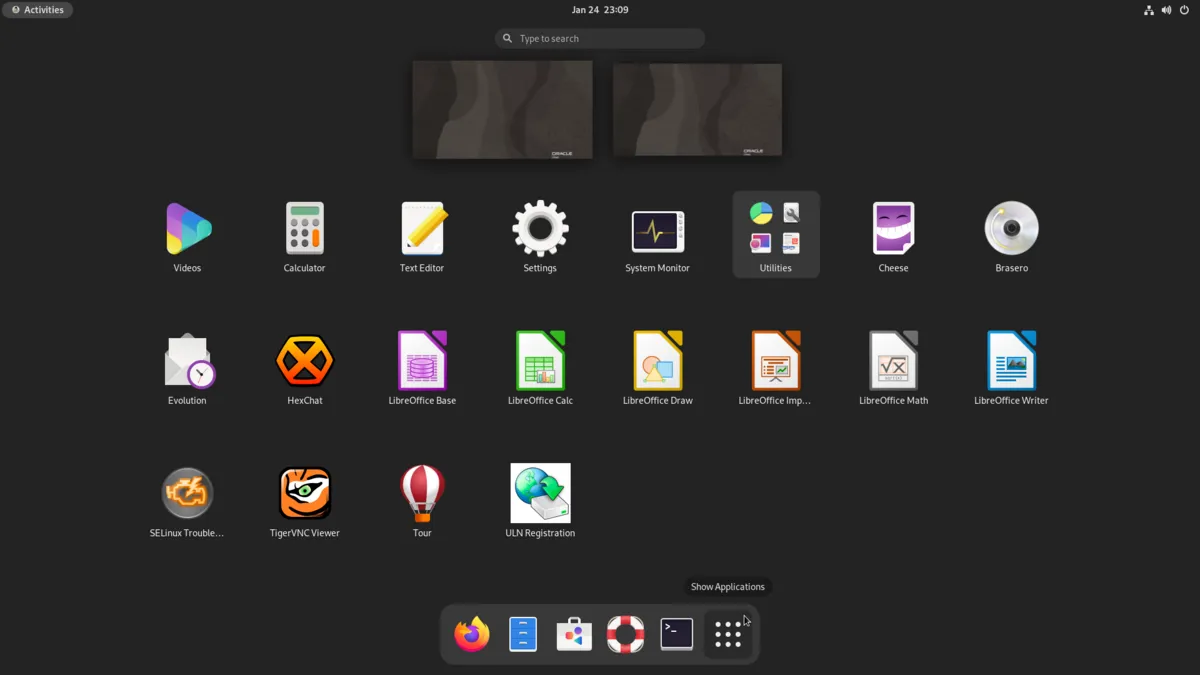 Môi trường Oracle Linux Desktop