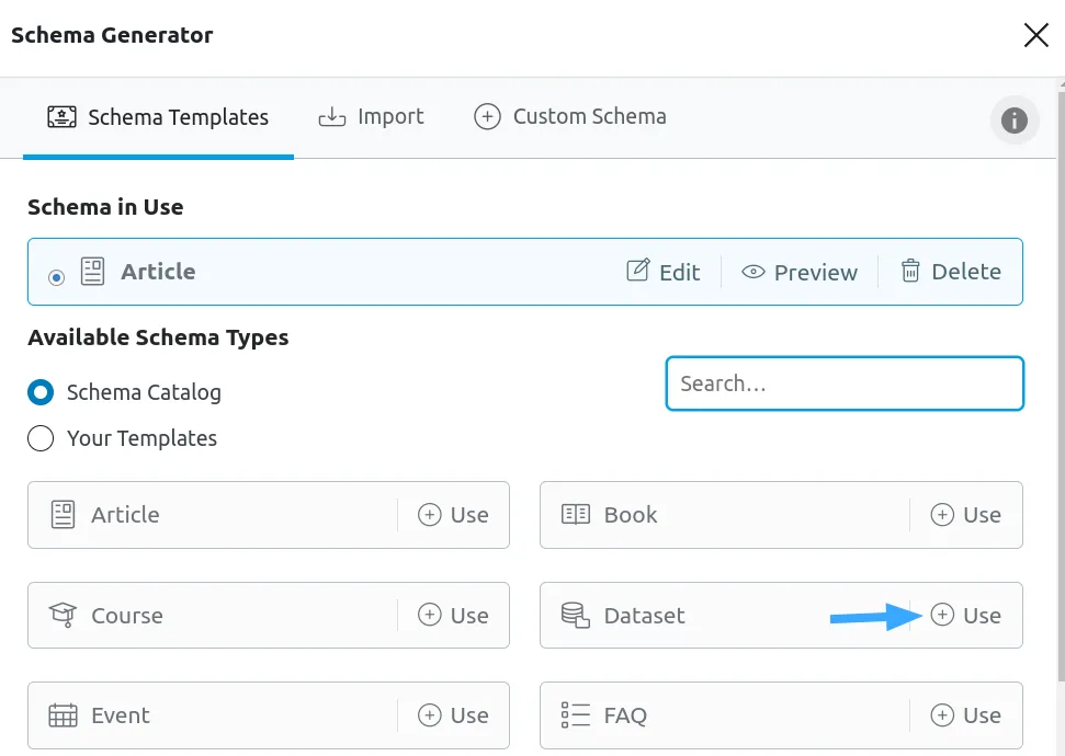 Truy cập vào Schema Builder