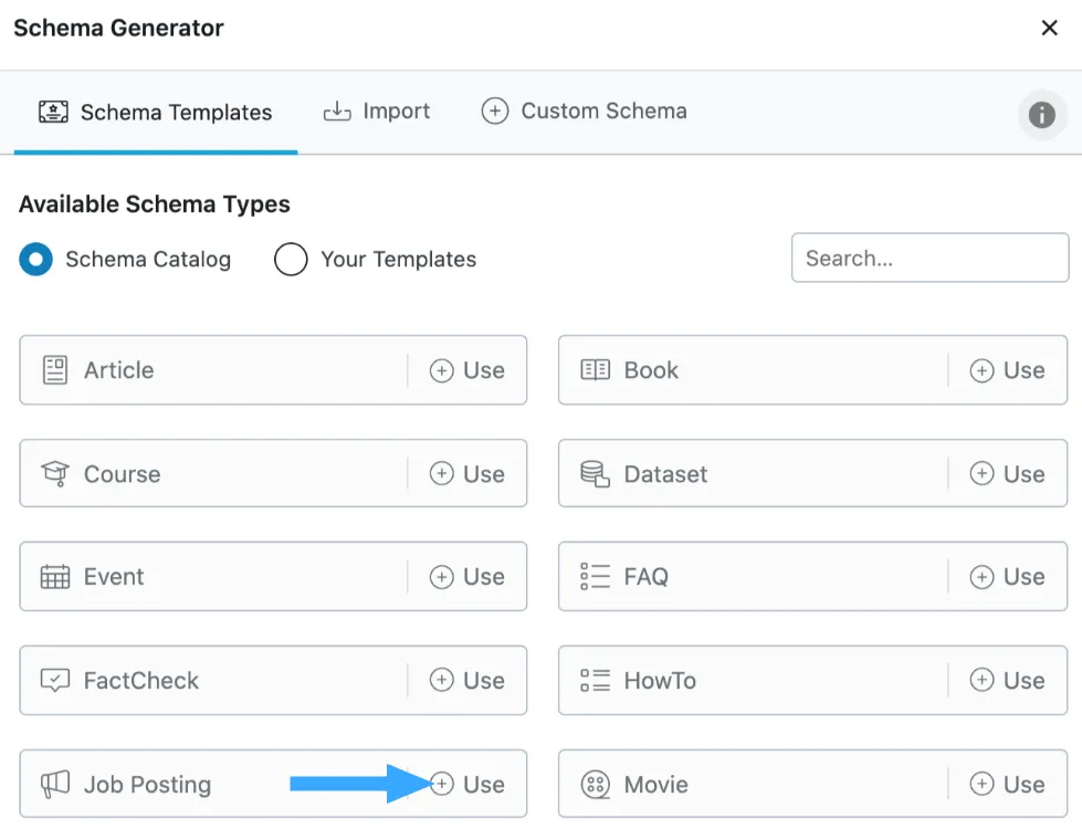 Truy cập vào Schema Builder