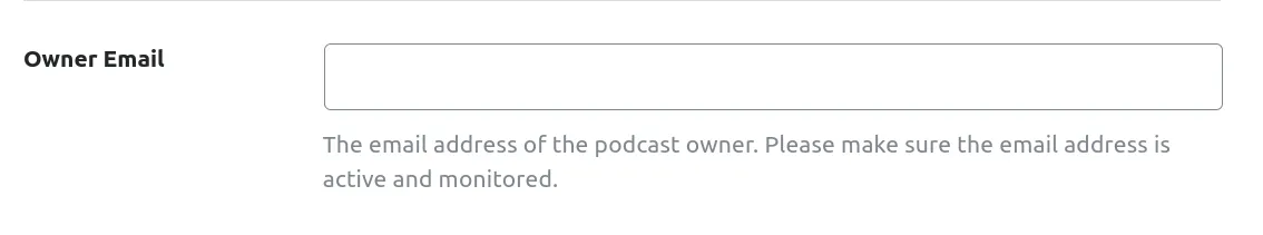 Nhập email liên hệ của chủ sở hữu podcast