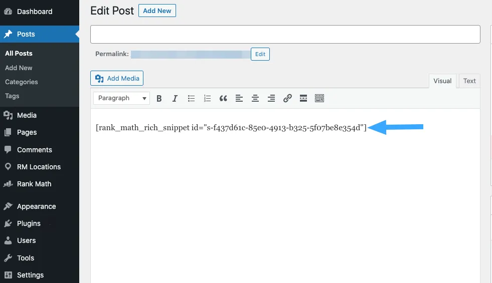 Dán đoạn code Schema Postcast lên trình soạn thảo