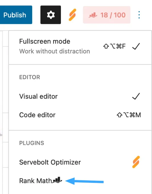 Thêm bằng Rank Math trong slider Gutenberg
