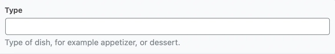 Tùy chọn Dish Type trong schema Recipe
