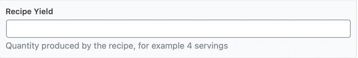 Tùy chọn Recipe Yield trong schema Recipe