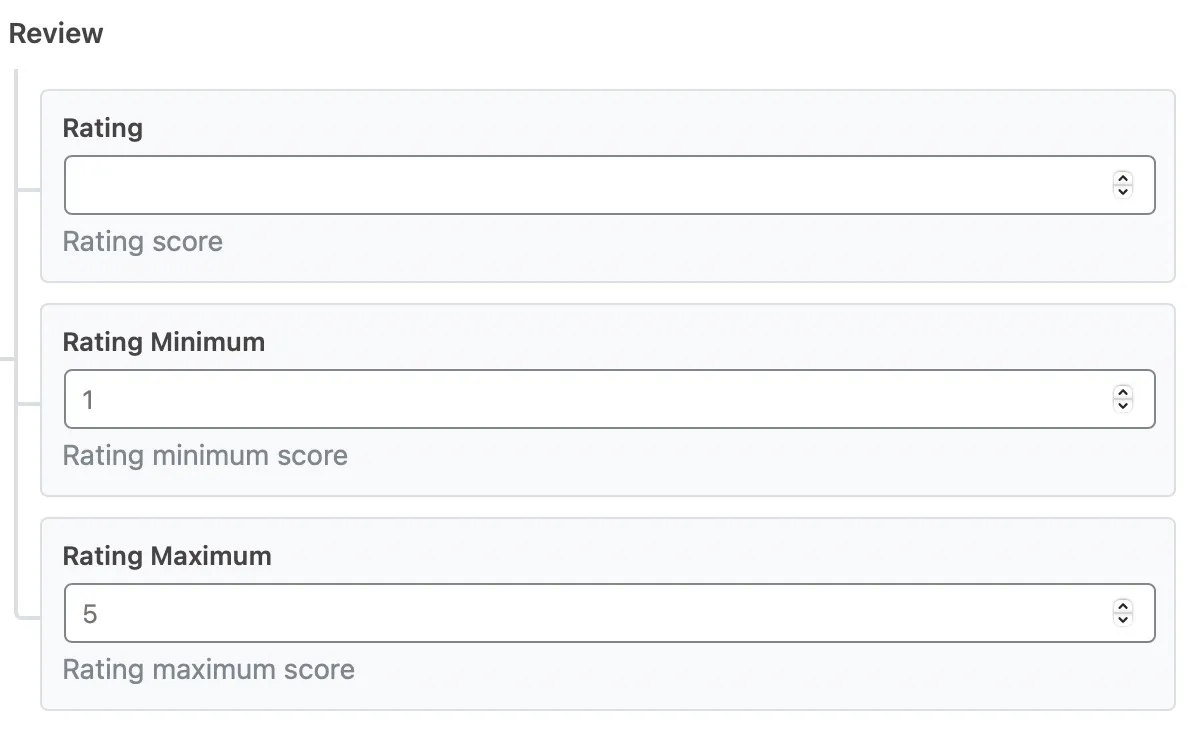 Tùy chọn Review trong schema Recipe