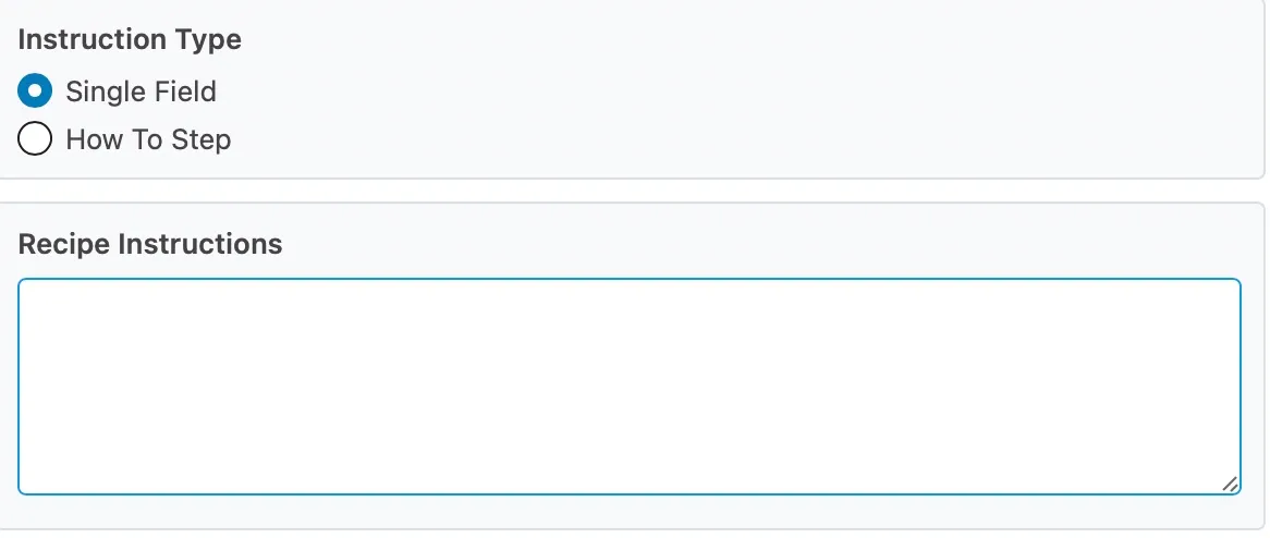 Instruction Type & Recipe Instructions trong schema Recipe