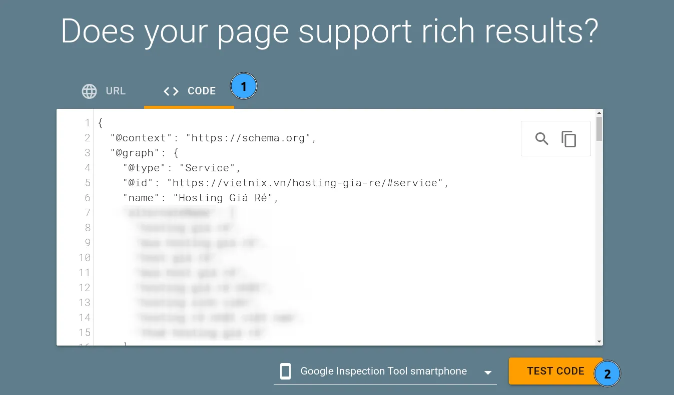 Kiểm tra schema bằng công cụ Google Rich Results Test