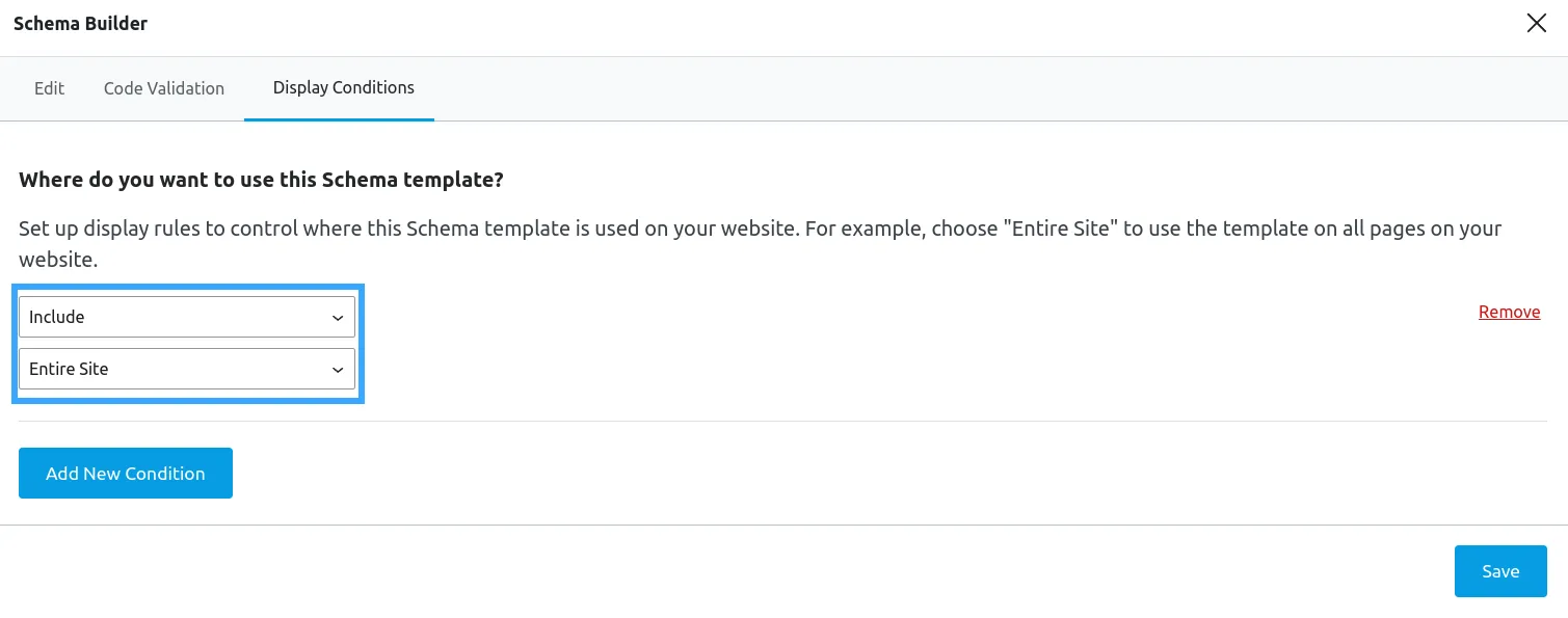 Đặt điều kiện schema trên toàn bộ trang web