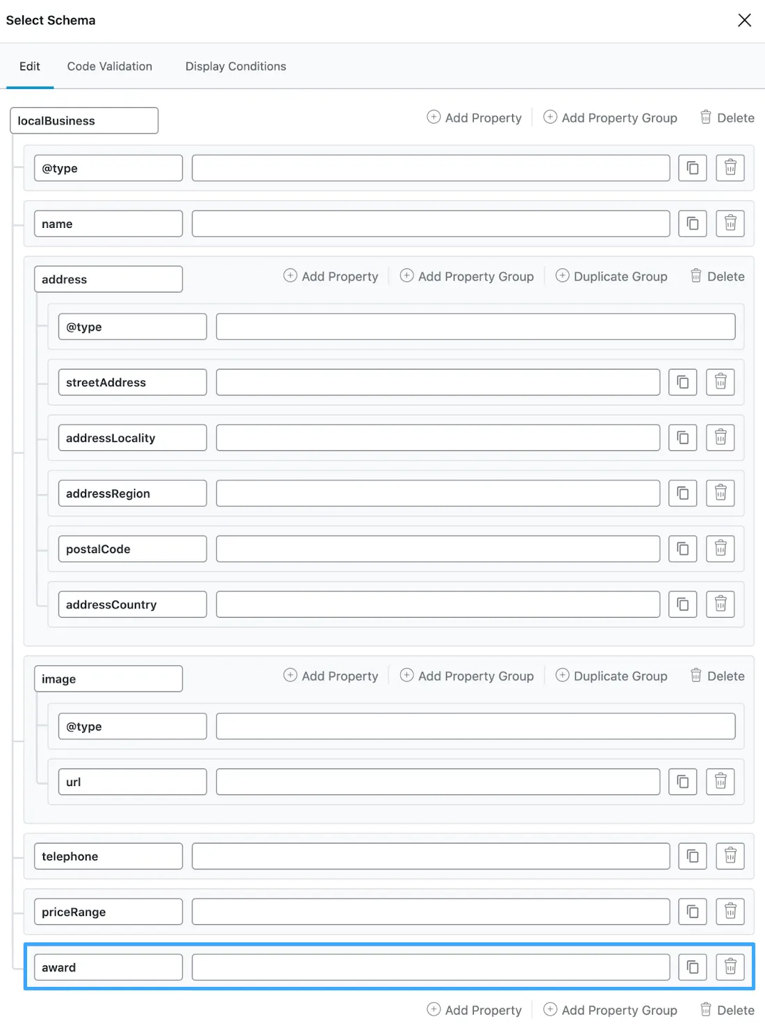 Thêm Schema Markup SEO cục bộ tùy chỉnh