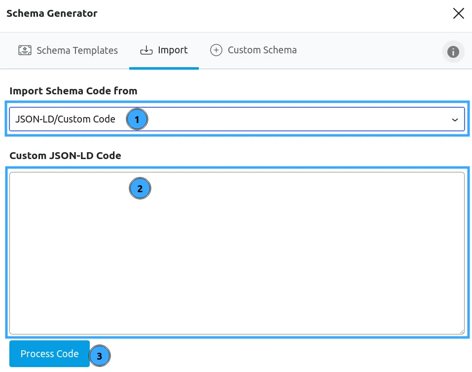 Nhập code schema từ JSON-LD/Custom code