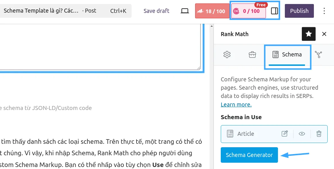 Sử dụng schema tùy chỉnh trong bài viết blog đơn lẻ