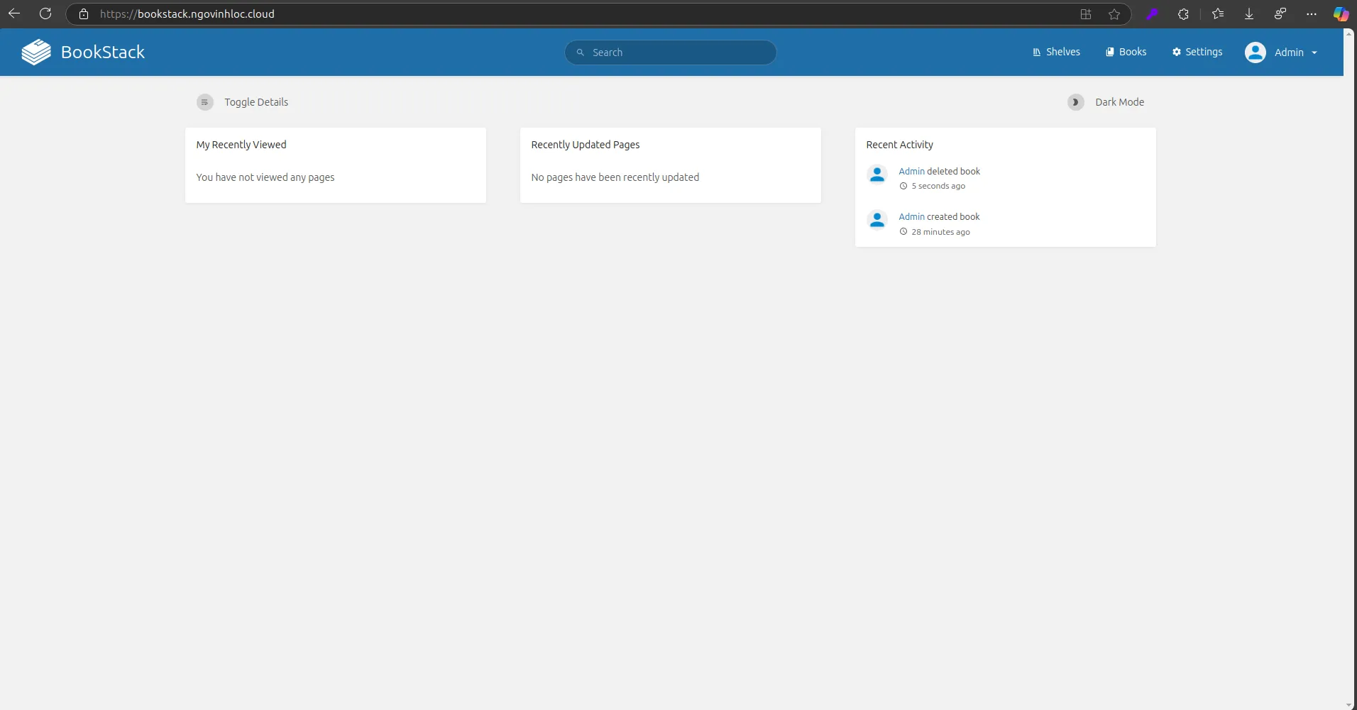 Cài đặt BookStack trên cPanel thành công
