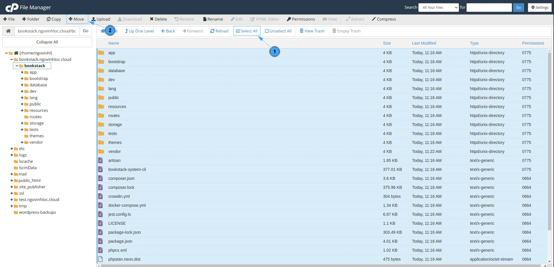 Truy cập vào File Manager