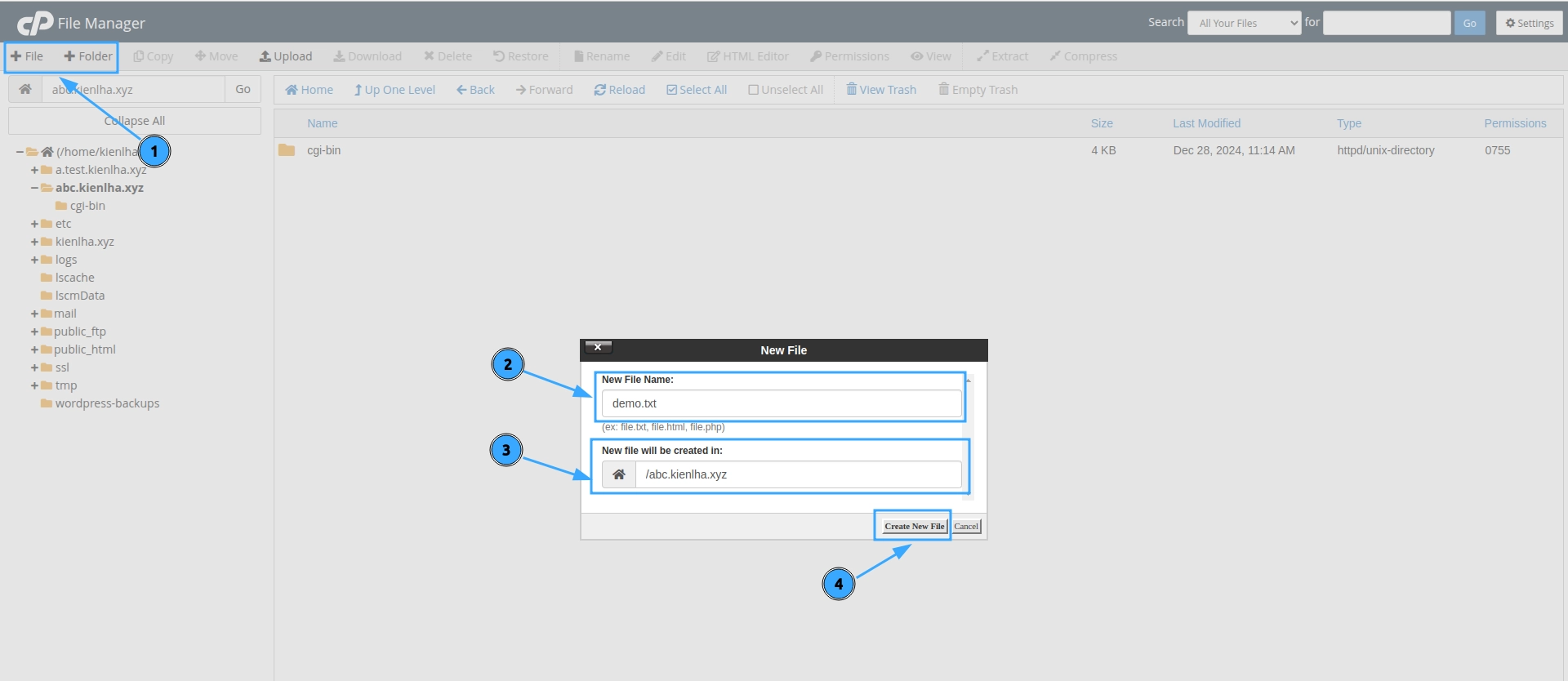 Tạo file và folder mới