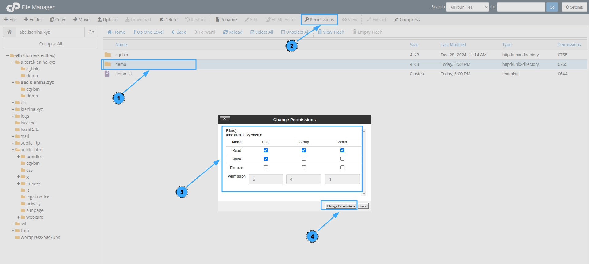 Thay đổi quyền truy cập