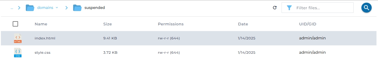 bước 3 thay đổi trang Suspended trên DirectAdmin