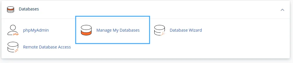 Chọn Manage My Databases