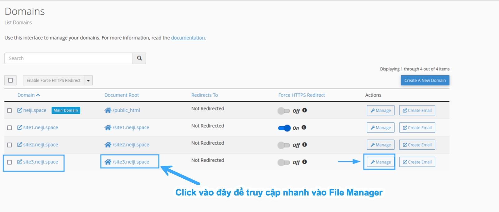 Truy cập nhanh vào File Manager
