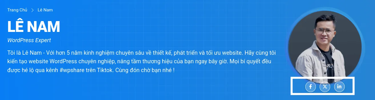 Liên kết mạng xã hội trong Author