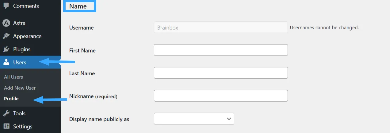 Cấu hình User Profile