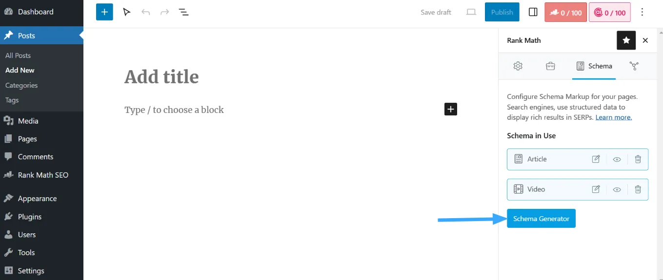 Click vào Schema Generator