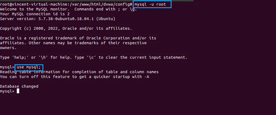Đăng nhập mysql