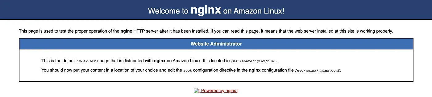 Thông báo cài đặt nginx trên Amazon linux thành công