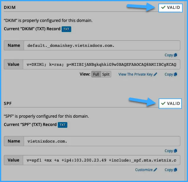 Cấu hình DKIM và SPF thành công