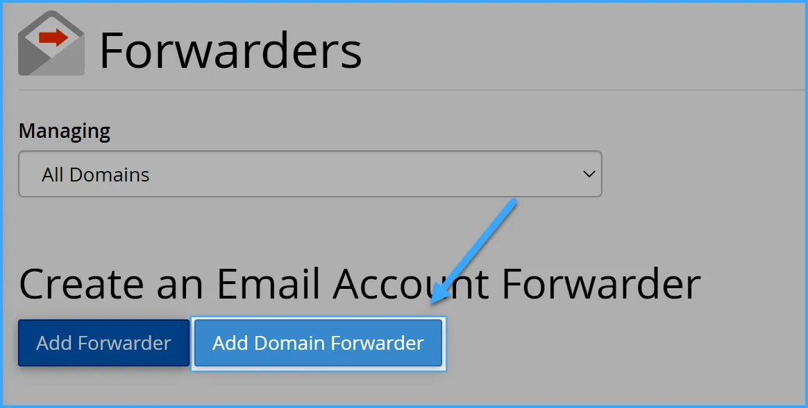 Chọn Add Domain Forwarder