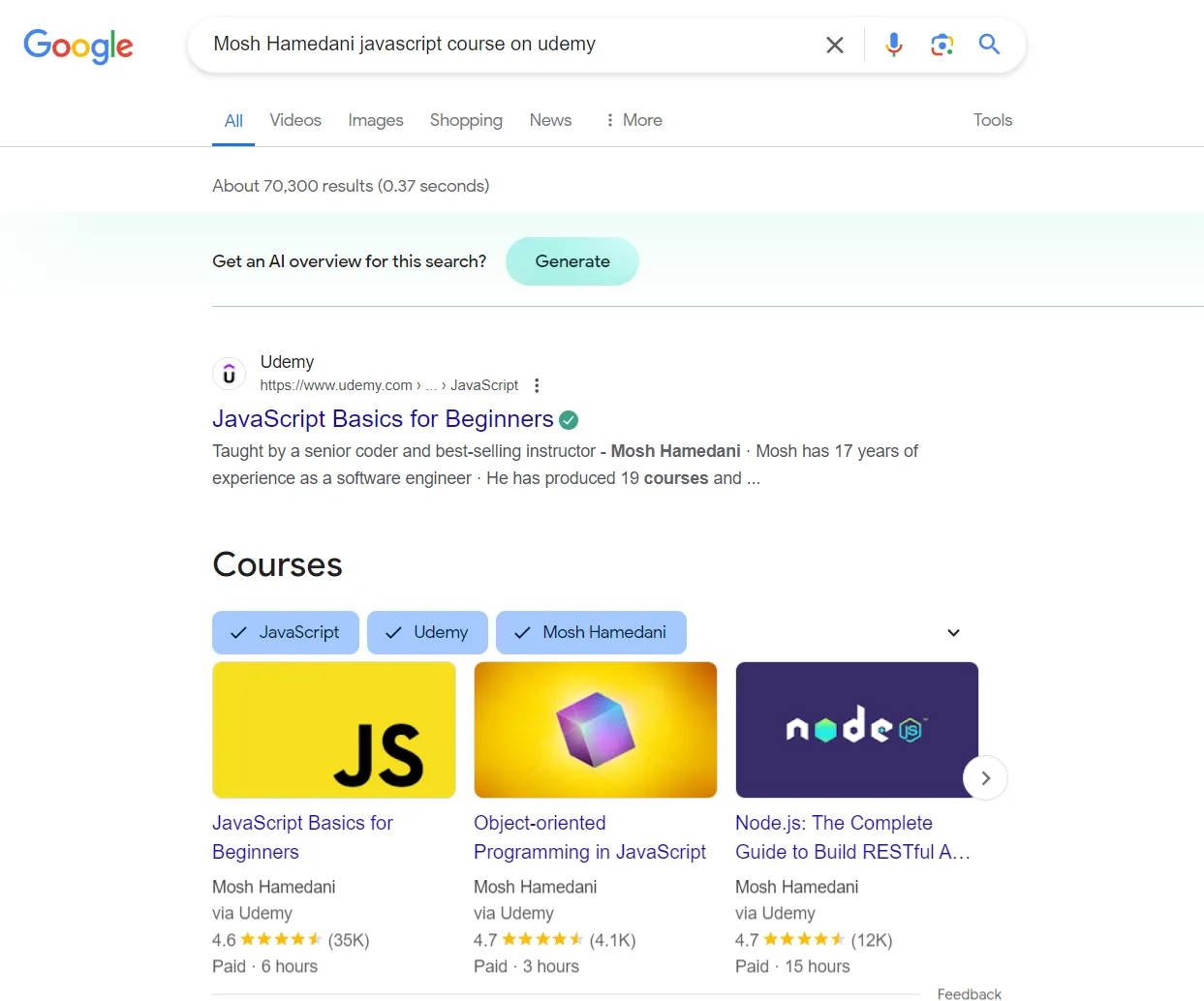 Ví dụ về Schema Course