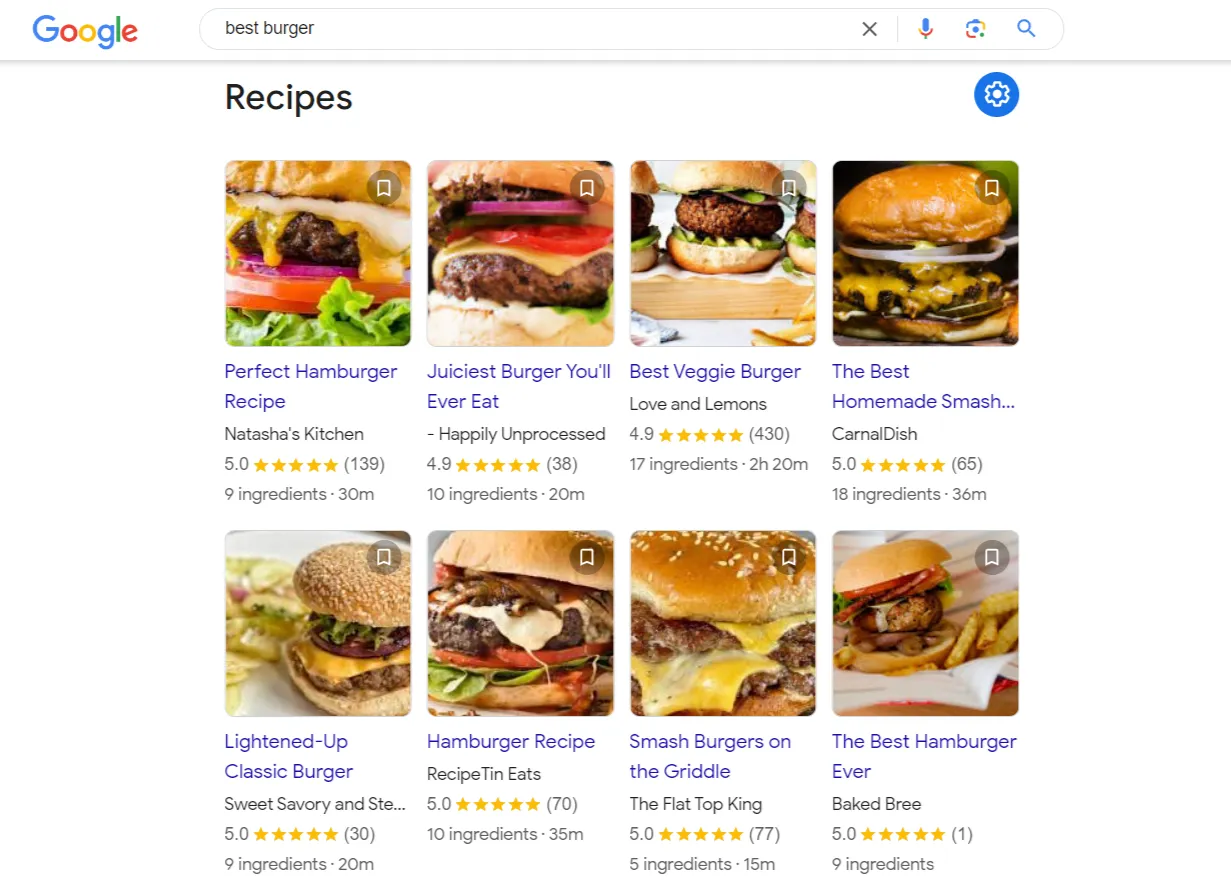 Ví dụ về Schema Recipe