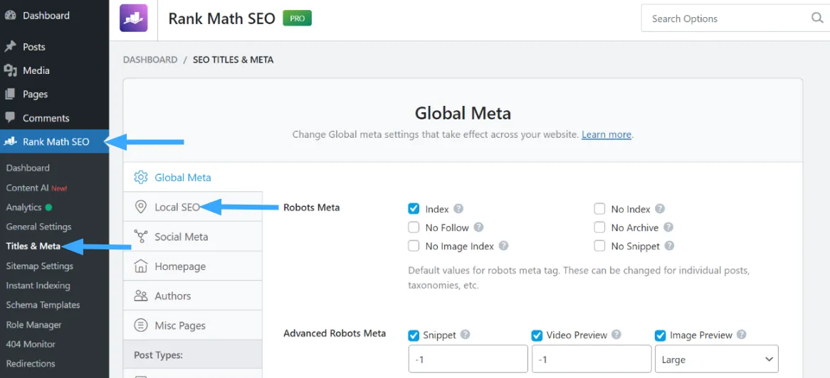 Truy cập vào module Local SEO