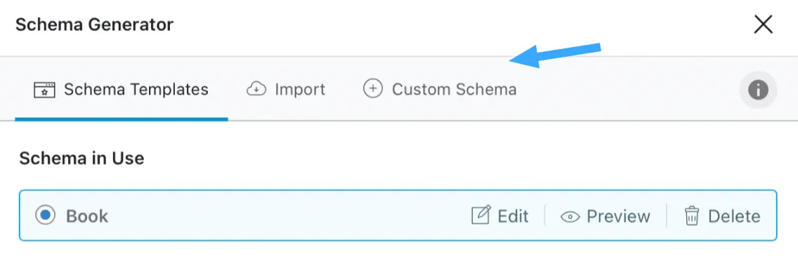 Chọn Custom Schema
