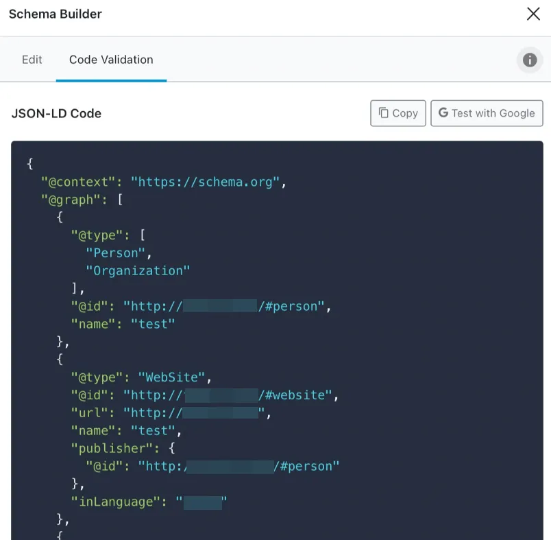 Code JSON-LD thực tế cho schema trên trang