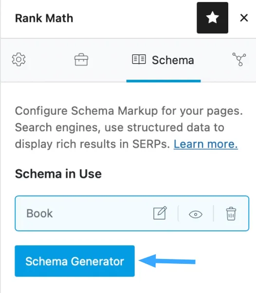 Nhấp chọn Schema Generator